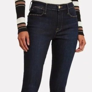 Frame Le High skinny jeans with outseam slit, sz 29, dark wash